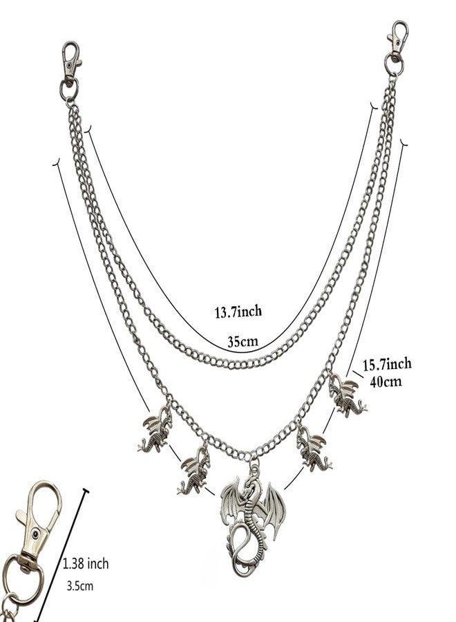 AETYWYEIN Dragon Pendant Pant Chain, Western Mythology Cool Charm Jeans Accessories, Hip Hop Layered Belt Chains, Quirky Jewelry for DIY Bags, Pocket Chain - Image 2